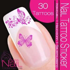  Nail Tattoo Sticker Butterfly / Floral   lilac Beauty