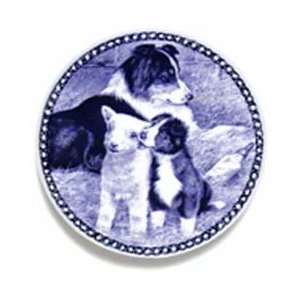  Border Collie Family (with puppy) Danish Blue Porcelain 