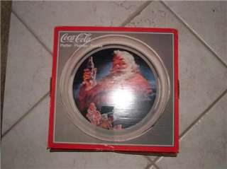 Vintage Coca Cola Glass Plate Santa 13 Christmas Tray Original Box 
