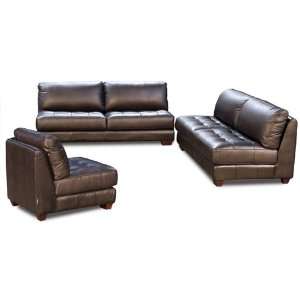  Zen Armless All Leather Sofa, Loveseat and Chair