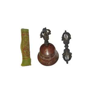 Tibetan Meditation Bell and Dorje Set Made in Nepal with Free Roll of 