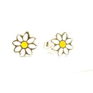 925 Silver Kiddies Enamel Daisy Earrings by TOC: Jewelry