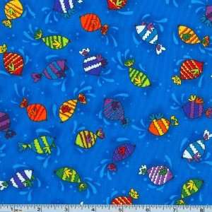  45 Wide Kissie Fish Blue Fabric By The Yard Arts 