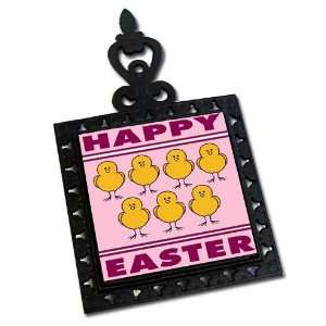  Happy Easter Chicks Cast Iron Trivet: Kitchen & Dining