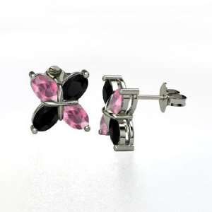  Kiss Earrings, Sterling Silver Stud Earrings with Pink Tourmaline 