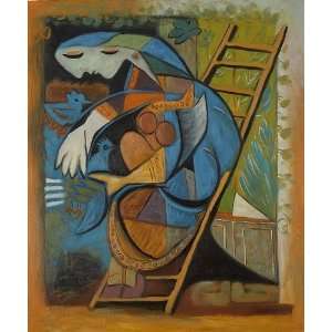 Oil Painting: Farmers Wife on a Stepladder: Pablo Picasso Hand Painted