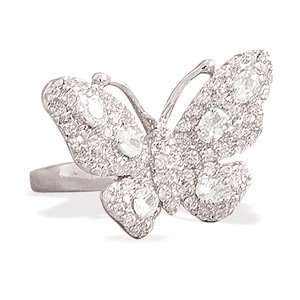   Silver Pave CZ Butterfly Ring   Size 7: West Coast Jewelry: Jewelry