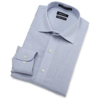   Mens End On End With White Collar Non Iron Dress Shirt: Clothing