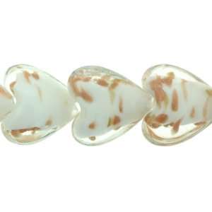  White Heart Shape Lampwork Glass Beads   7 Strand 