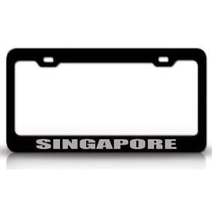 SINGAPORE Country Steel Auto License Plate Frame Tag Holder, Black 