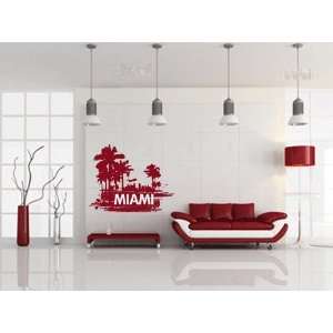 Miami Skyline and Palms Vinyl Wall Decal Sticker Graphic Small By LKS 