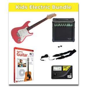  NEW 3/4 Size Beginner Pink Electric Guitar with Amp and 