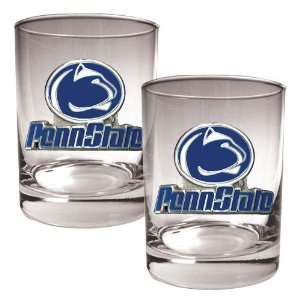  Penn State Nittany Lions NCAA 2pc Rocks Glass Set: Sports 