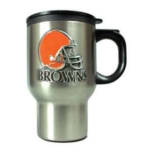   BROWNS STAINLESS STEEL THERMAL MUG W/ PEWTER EMBLEM: Sports & Outdoors
