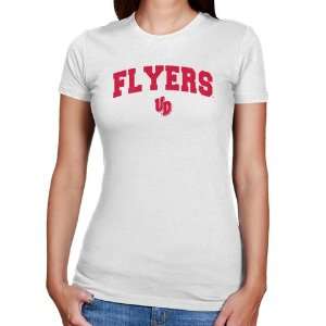  Dayton Flyers Ladies White Logo Arch Slim Fit T shirt 