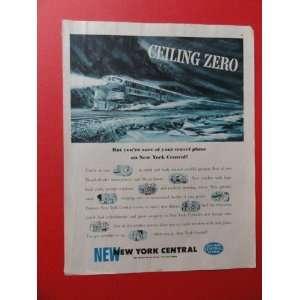  New York Central System,1950 print ad (train/ceiling zero 