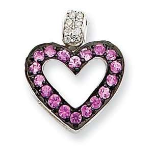  14k White Gold Pink Sapphire & Diamond Pendant: Jewelry