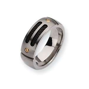  Titanium, 8mm Black and Gold Accent Band Size 11 Jewelry