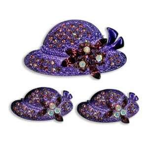  Purple Crystal Hat Brooch (Pin)   Brooch Only: Jewelry