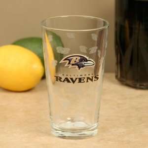  Baltimore Ravens 16oz. Satin Etch Pint Glass   Sports 