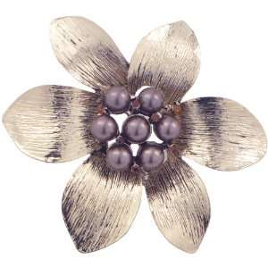    Topaz Pearl Flower Austrian Crystal Floral Pin Brooch: Jewelry