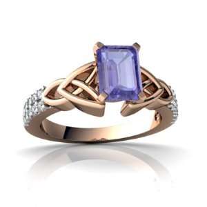  14k Rose Gold Emerald cut Genuine Tanzanite Engagement Ring 
