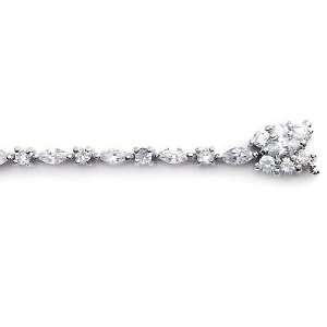 Sterling Silver Tennis Bracelet with Marquise Round Stone 
