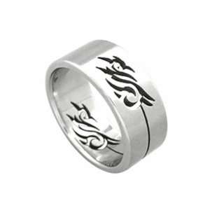  Stainless Steel Ring with cut out tribal design: Jewelry