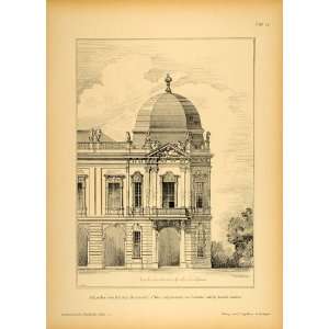 1894 Pavilion Belvedere Palace Architectural Print   Original Halftone 