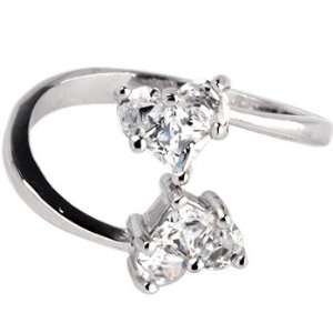   Solid 14K White Gold Cubic Zirconia Solitaire Heart Toe Ring: Jewelry