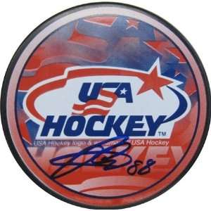 Patrick Kane Autographed/Hand Signed Autographed/Hand Signed Puck Team 