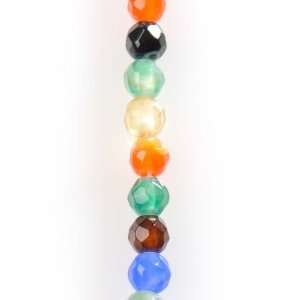  4mm Faceted Round Multi Color Agate Beads   16 Inch Strand 