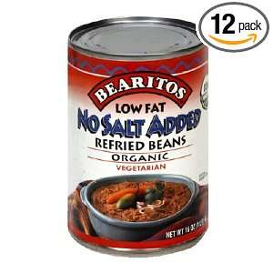 BEARITOS Refried Beans, Low Fat With No Salt Added, 16 Ounce Cans 