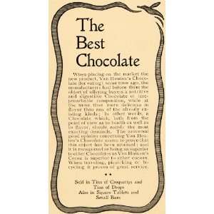  1900 Ad Chocolate Tins Bars Van Houten Candy Cocoa Milk 