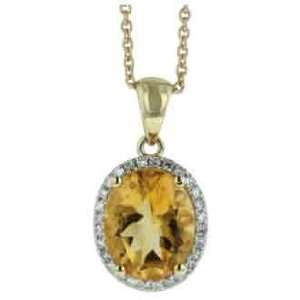   Citrine Diamond Necklace Diamond quality AA (I1 I2 clarity, G I color
