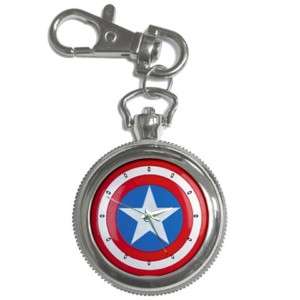 Captain America Shield Superhero Key Chain Pocket Watch  