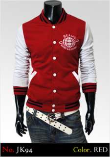   THELEES Mens Embroidered & Applique Varsity Baseball Jacket Jumper RED