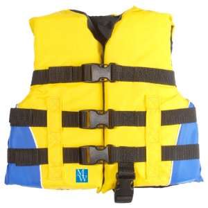  MW Child 3 Buckle Life Jacket Vest   Yellow/Blue: Sports 