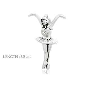  Ballet Toe Dancer 3d 925 Sterling Silver Charm Pendant 