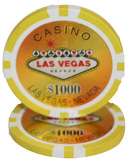 200 Ct Las Vegas 14 Gram Poker Chips & Wooden Carousel  