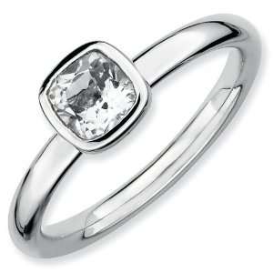  Silver Stackable Expressions Cushion Cut White Topaz Ring: Jewelry