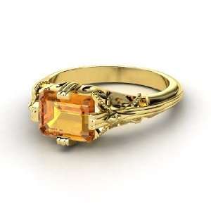  Acadia Ring, Emerald Cut Citrine 14K Yellow Gold Ring 