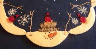 The Melt Wool Applique Penny Rug Candle Mat Holiday Winter Snowman 