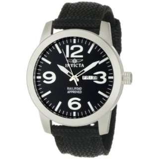 Invicta Mens 1046 Specialty Black Canvas Stainless Steel Watch 
