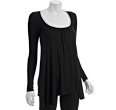 Casual Couture by Green Envelope  black jersey scoop neck hi low hem 