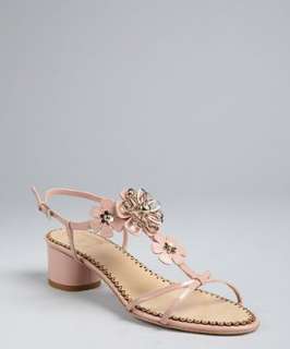 Christian Dior pale rose patent leather flower detail sandals 