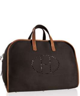 Hermes dark brown wool perforated H large carry on bag   up 