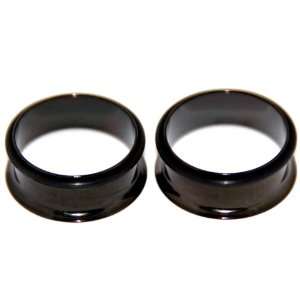   Flare Flesh Tunnels Plugs Earlets   Black, Size 1 inch or 25mm, 1