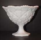   Glass Old Quilt (Line #500) Footed Round Bowl in Milk Glass