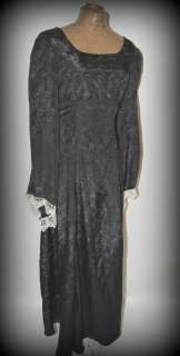 Vintage Black Gothic Victorian Style Mourning Dress Size Small  